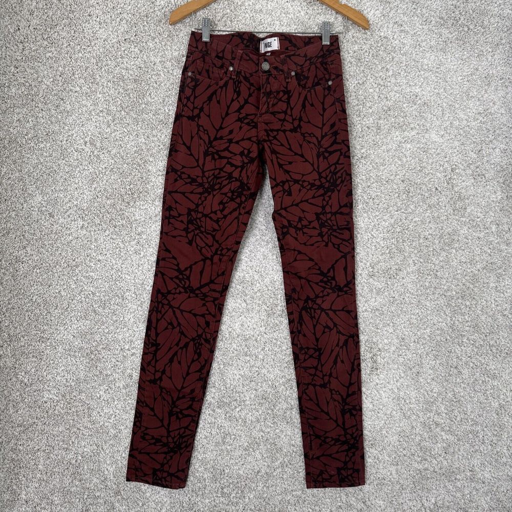 PAIGE Rust Black Print Skyline‎ Skinny Pants sz 26